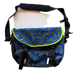 Timbuk2 Classic Messenger Bag Medium Blue Green Zebra Fish Canvas Shoulder Bag